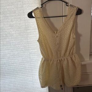 Cream Lace Sleeveless Romper
